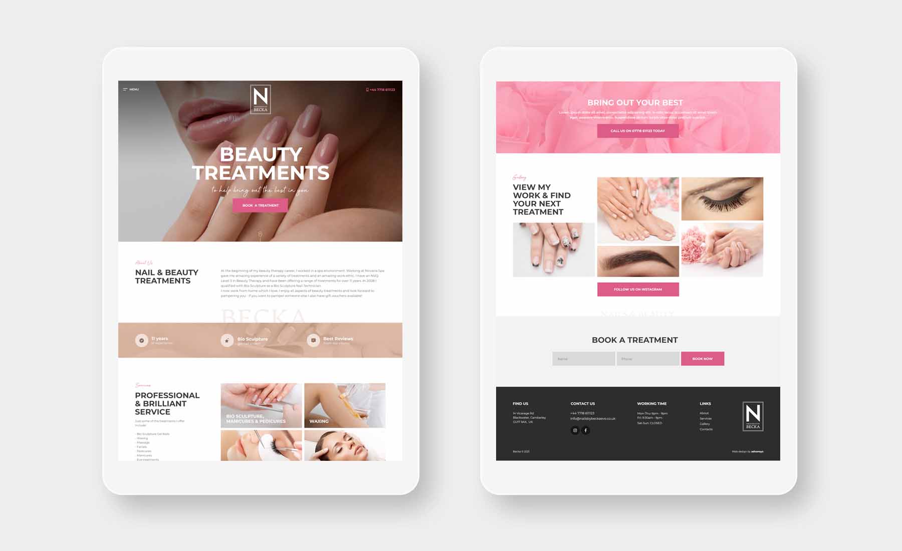 Beauty Treatments One Page Website