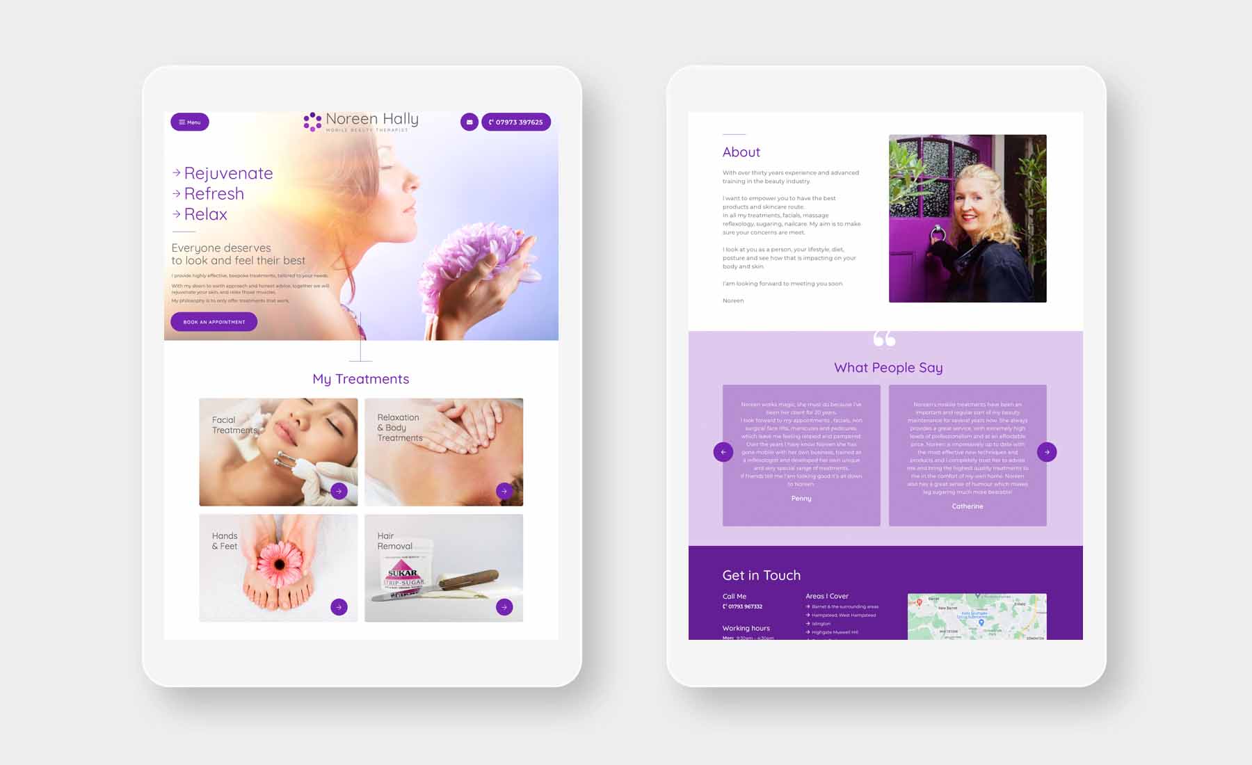 Beauty Therapist One Page Website